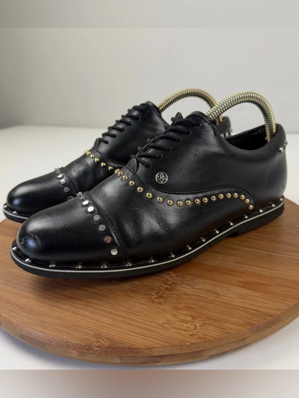 G/FORE Studded Bling Black Leather Golf Shoes - Picture 3 of 9